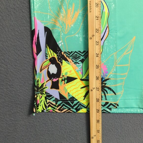 Sunday Swagger Polo Shirt Men's L Green Neon Tropical Pattern Short Sleeve Golf - Picture 8 of 11